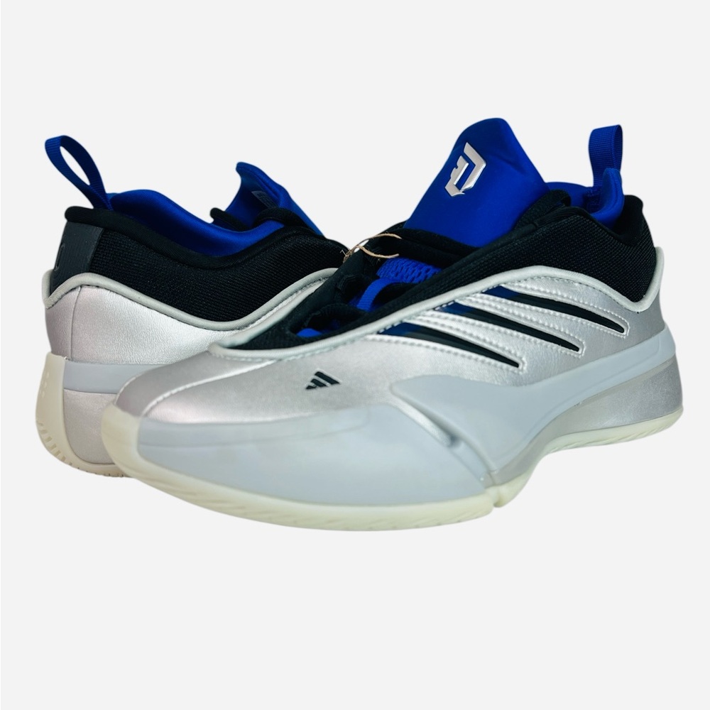 Adidas Dame 9 Silver/Black/Blue Basketball Shoes Sneakers JH6633 Sz Men 6/Wmn 7
